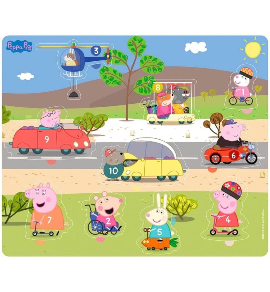 Holzpuzzle Peppa Pig 10 Teile - Formenpuzzle mit Zahlen