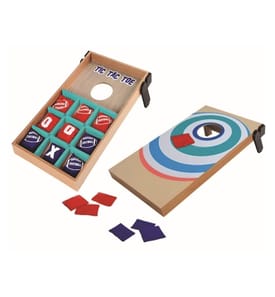 Jeu de lancer de sac 2 en 1 - Cornhole et Tic Tac Toe. 17 sacs lestés - Dimensions plateau 50x30x12cm - Dimensions d'un sac 14,5x14,5x2cm 