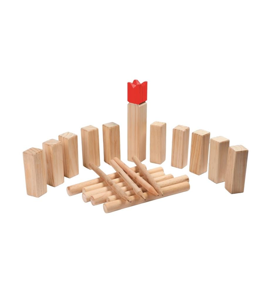 Gioco del re - 1 re: 5x5x30cm + 10 vichinghi 4,5x4,5x14,8cm + 10 bastoni: Ø3,1x30cm + 4 paletti Ø2x30cm
