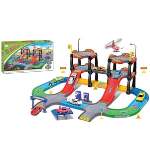 Circuito cittadino con 2 auto e 1 aereo in metallo 30X22X5Cm