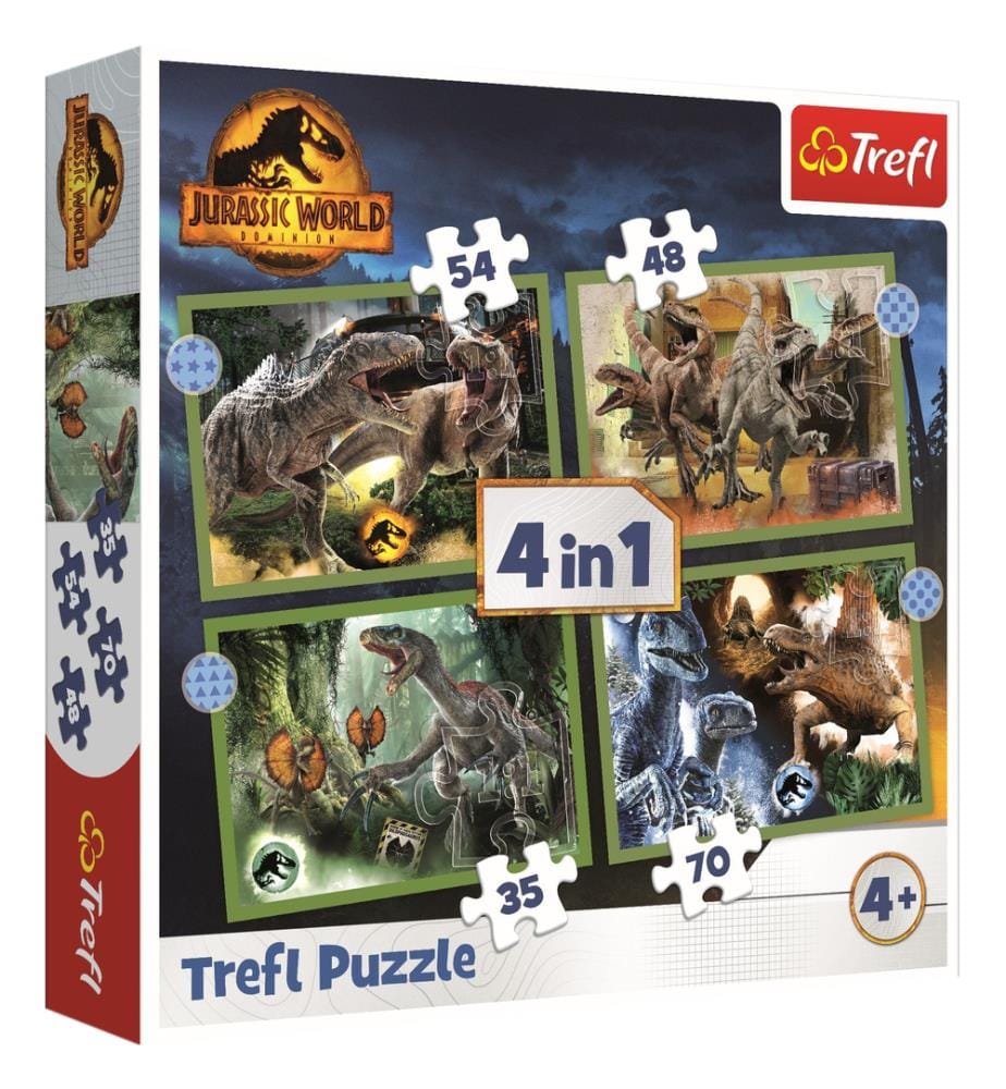 JURASSIC WORLD I dinosauri minacciosi - Puzzle 4 in 1 (35, 48, 54, 70) - 4 ANNI + (in francese)