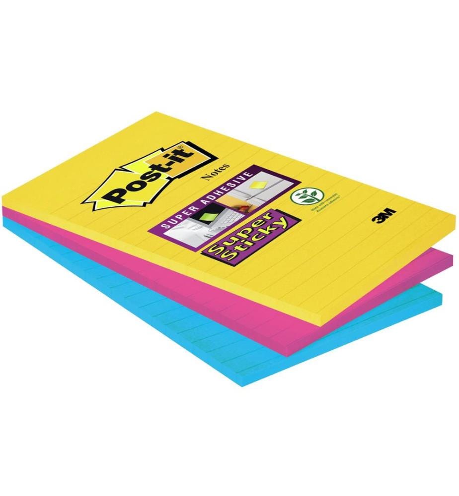 POST-IT - Fiche de bloc-notes POST-IT - Super Sticky  10.1 cm x 15.2 cm