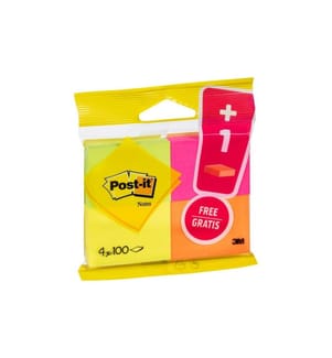 POST-IT - Fiche de bloc-notes POST-IT - 5.1 x 3.8 cm, 4 blocs de 100 feuilles chacun