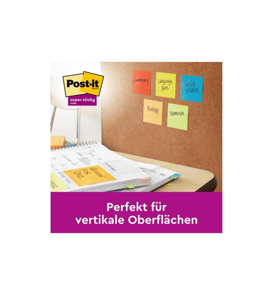 POST-IT - Fiche de bloc-notes Z-Notes Super Sticky Multicolore, 7,6 x 7,6 cm