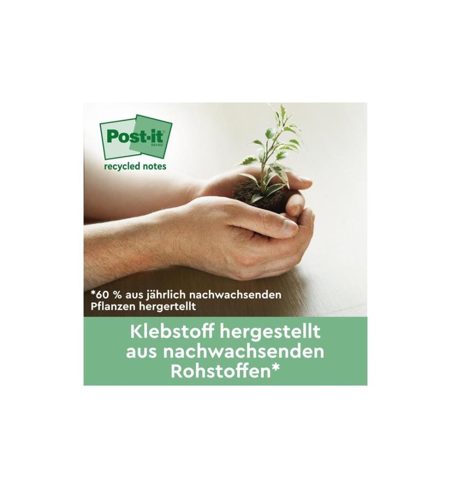POST-IT - Notizzettel POST-IT - Recycling Gelb, 7.6 cm x 7.6 cm