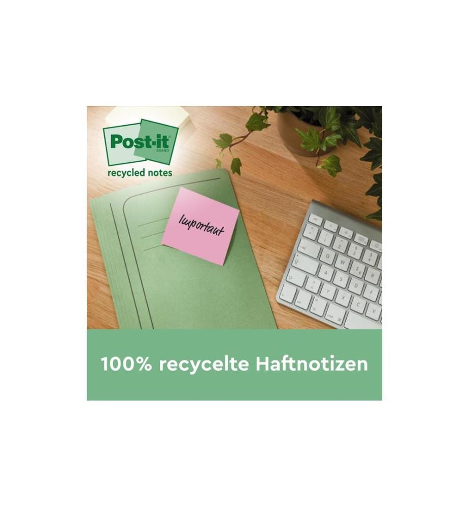 POST-IT - Notizzettel Recycling Notes 7.6 x 7.6 cm, Blau
