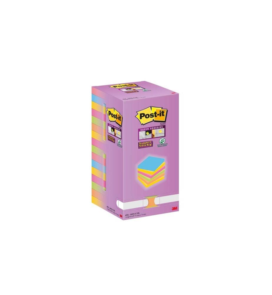 POST-IT - Notizzettel Super Sticky 7.6 x 7.6 cm, Mehrfarbig