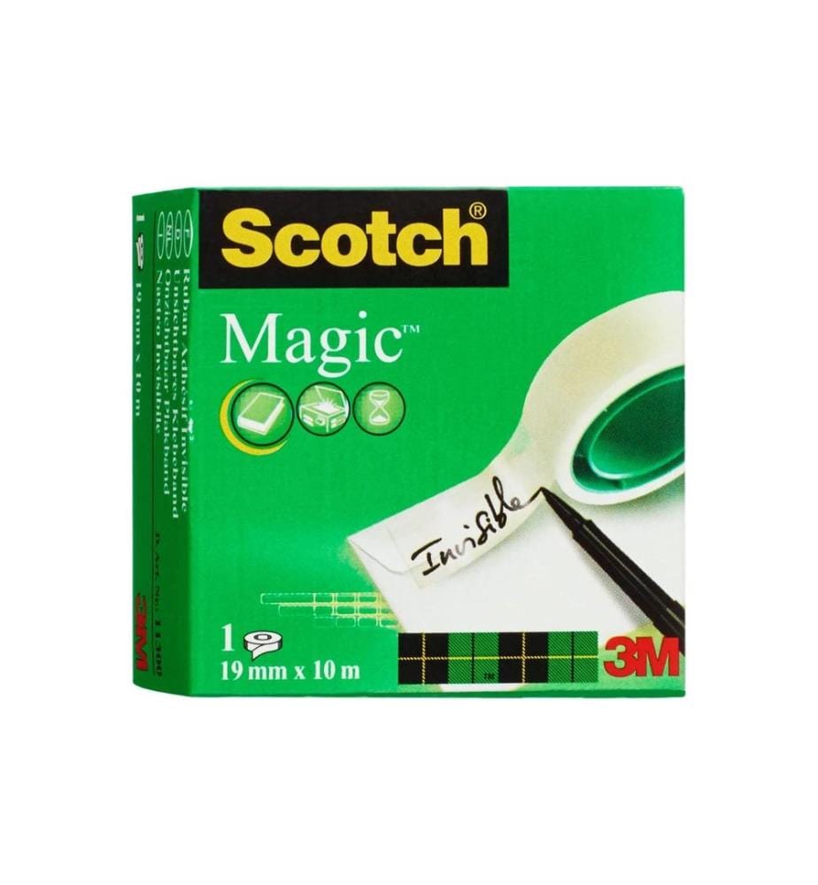 SCOTCH - Ruban adhésif Magic Tape 19 mm x 10 m, Transparent