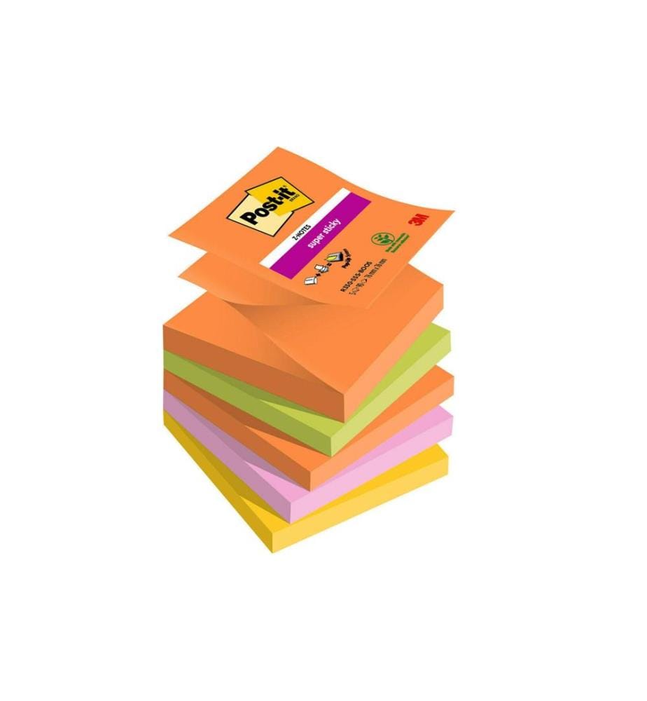 POST-IT - Fiche de bloc-notes Super Sticky Boost Collection 7.6 x 7.6 cm