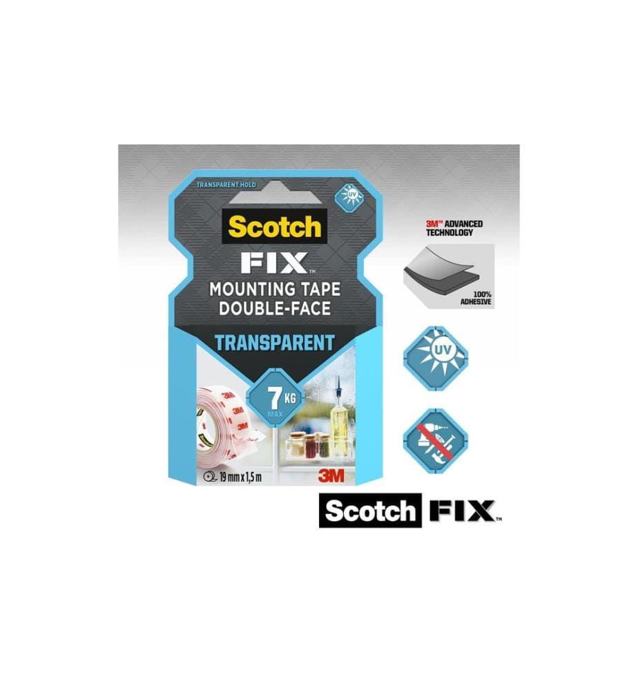 SCOTCH - Montageband SCOTCH --Fix, 19 mm x 1.5 m, 1 Rolle, Transparent