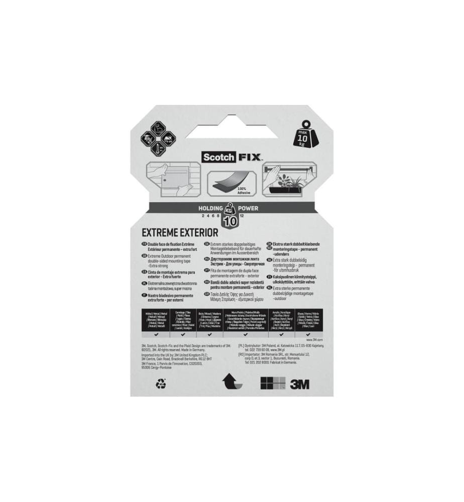 SCOTCH - Aussenmontageband Extreme, 19 mm x 1.5 m, 1 Rolle, Schwarz