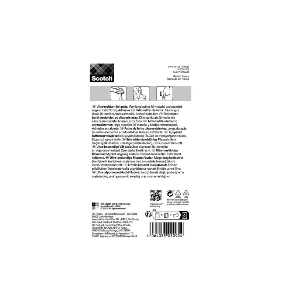 3M - Filzgleiter Ultra Resistant, Ø 17 mm, Grau, 16er Pack