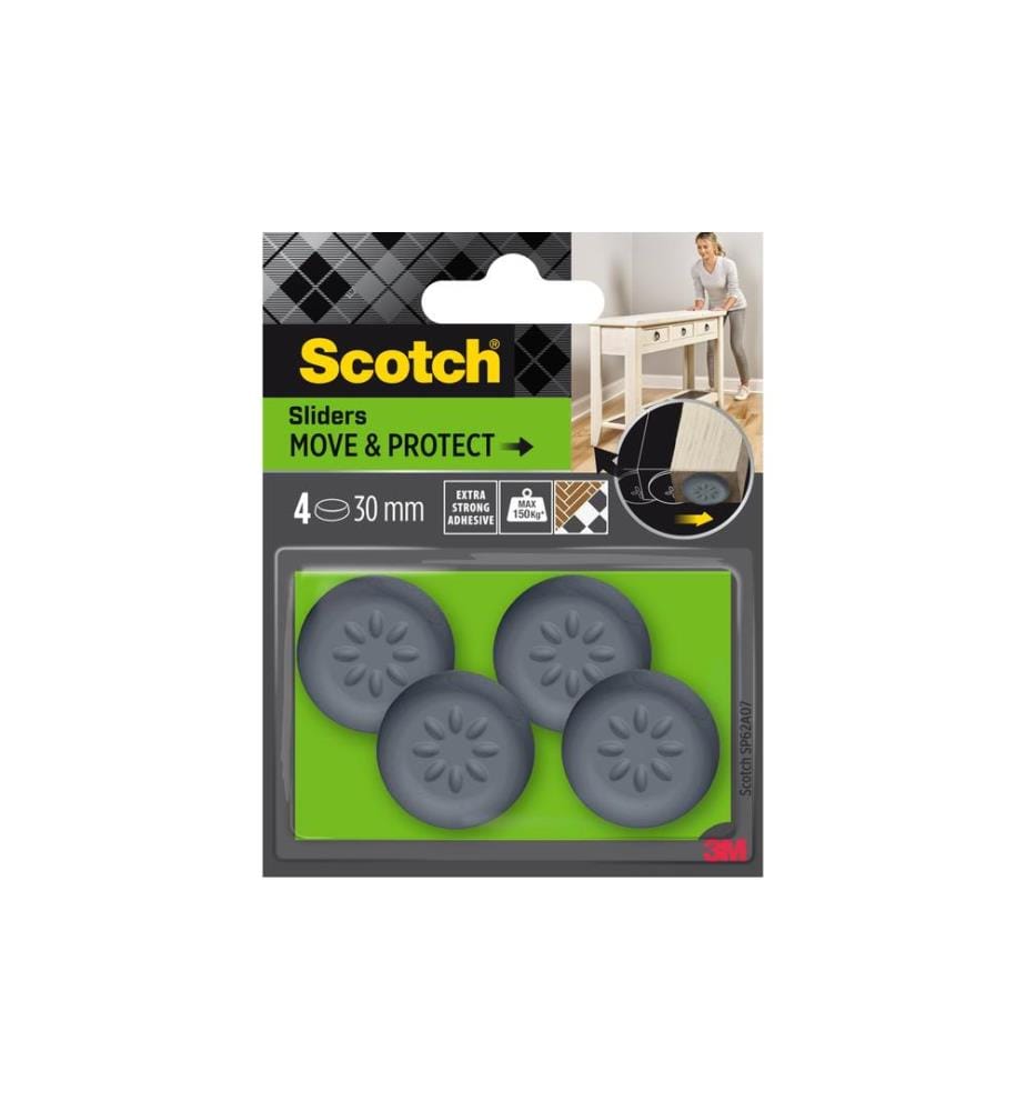 3M - Stuhlbeingleiter Move & Protect, Ø 30 mm, Grau, 4er Pack