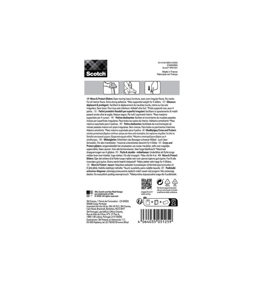 3M - Möbelgleiter Flexibal, Ø 40 mm, Grau, 4er Pack