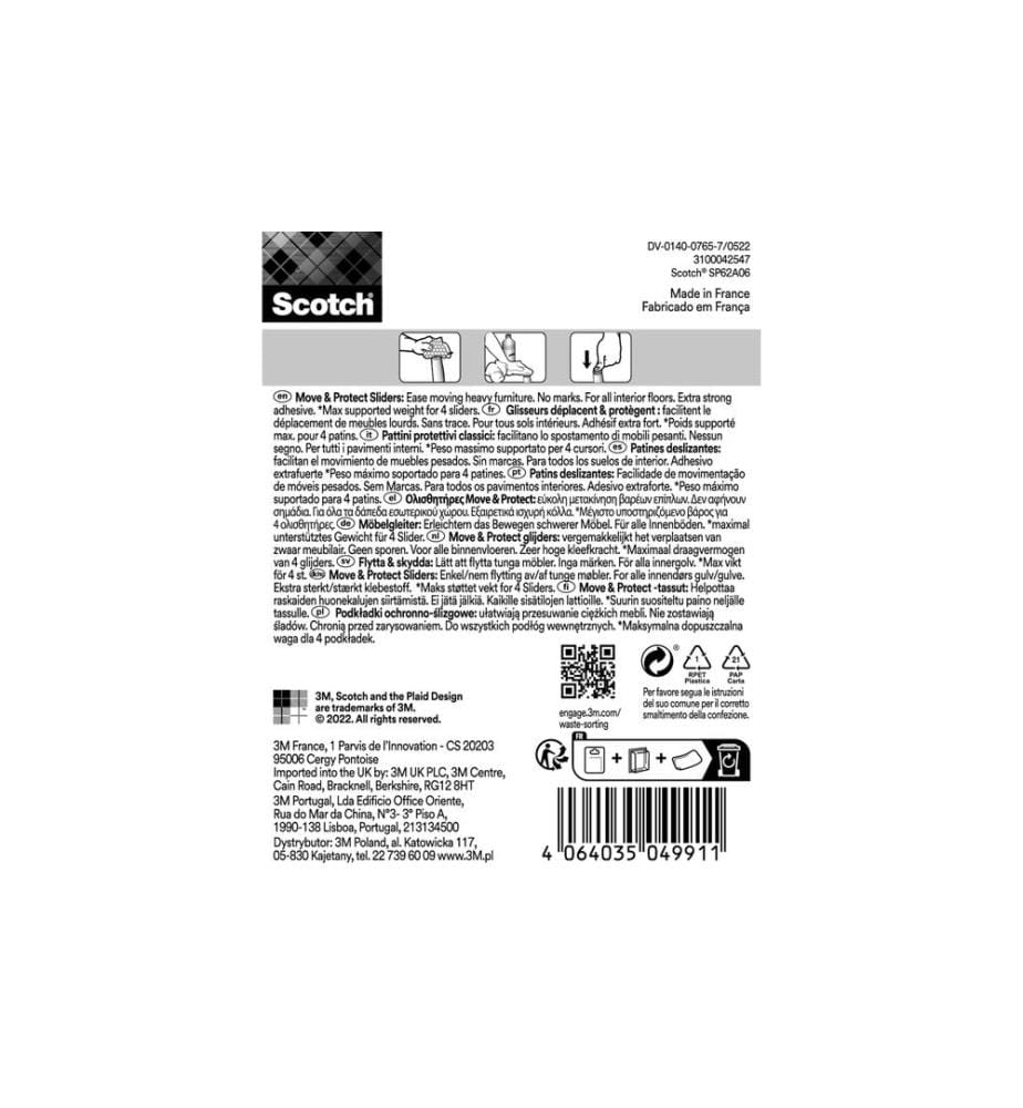 3M - Stuhlbeingleiter Move & Protect, Ø 25 mm, Grau, 8er Pack
