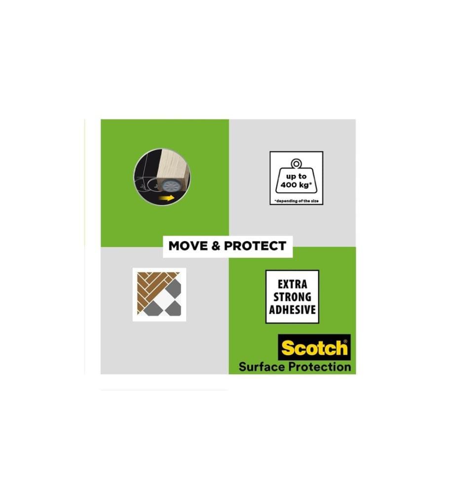 3M - Stuhlbeingleiter Move & Protect, Ø 25 mm, Grau, 8er Pack