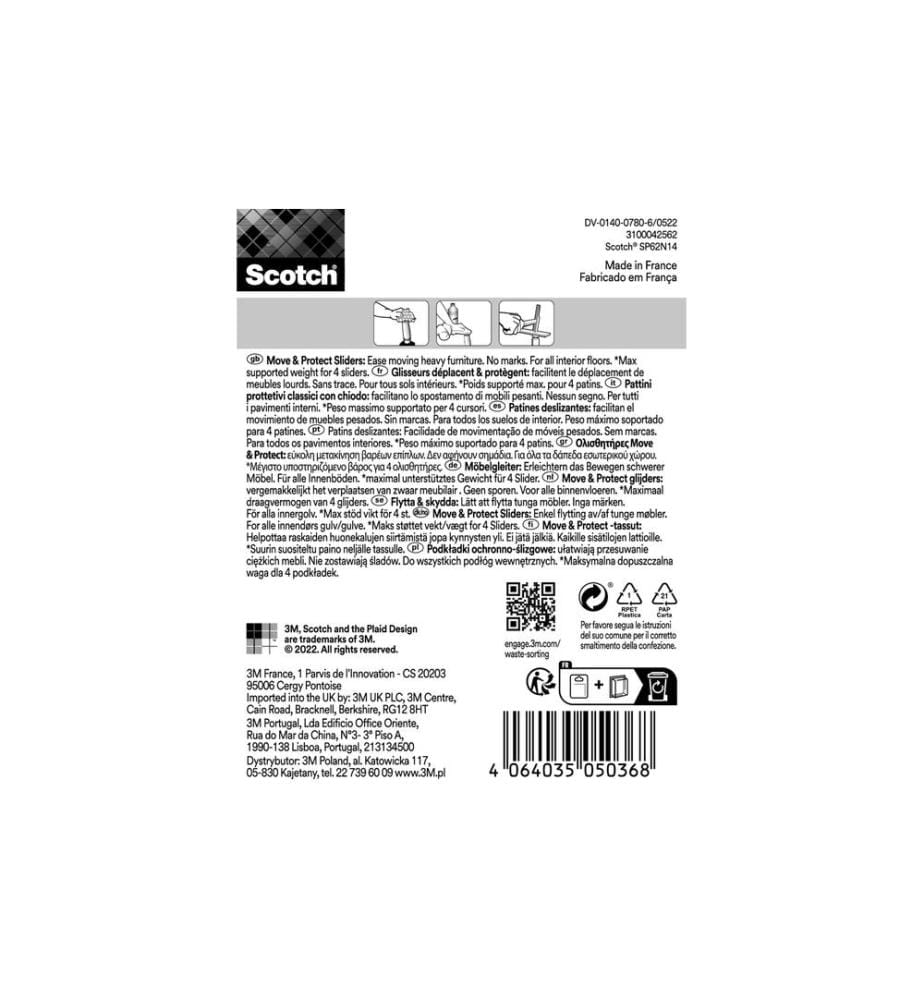 3M - Stuhlbeingleiter Move & Protect, Ø 19 mm, Braun, 4er Pack