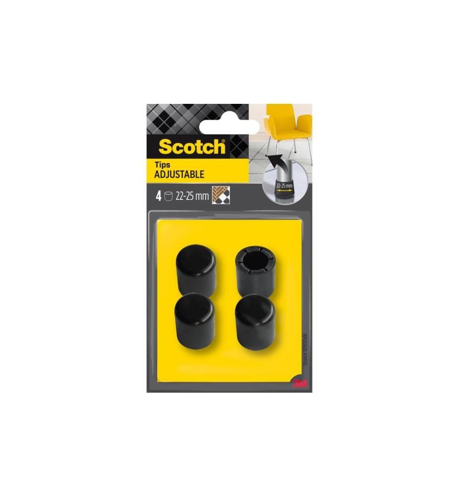3M - Stuhlbeingleiter Adjustable, Ø 22-25 mm, Schwarz, 4er Pack