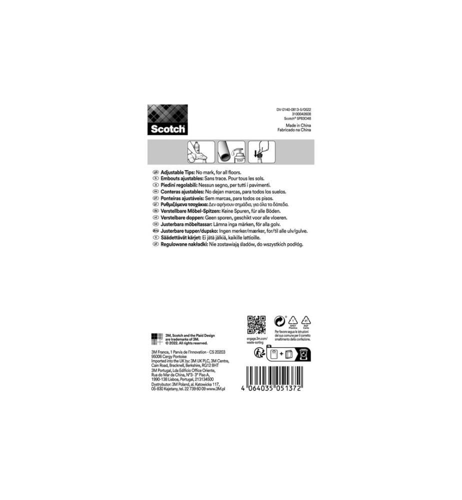 3M - Stuhlbeingleiter Adjustable, Ø 22-25 mm, Schwarz, 4er Pack