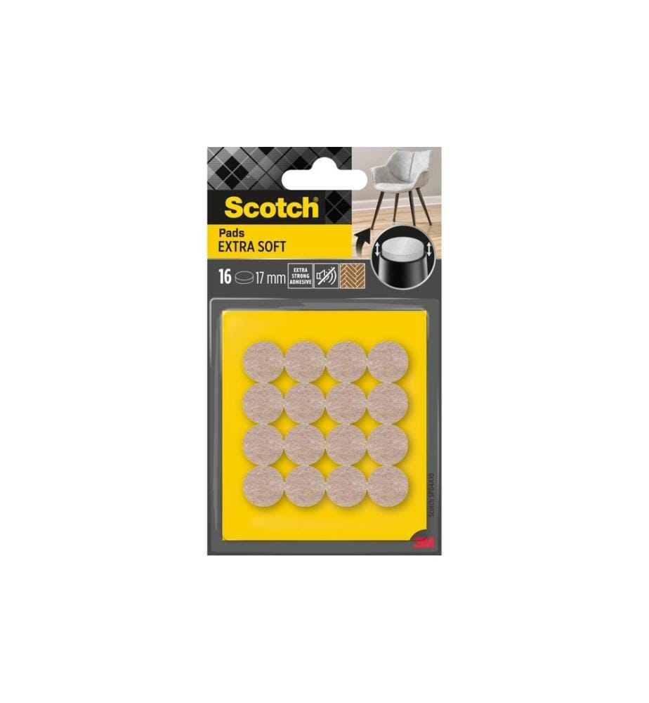3M - Patins en feutre Extra-Soft, Ø 17 mm, Beige, paquet de 16