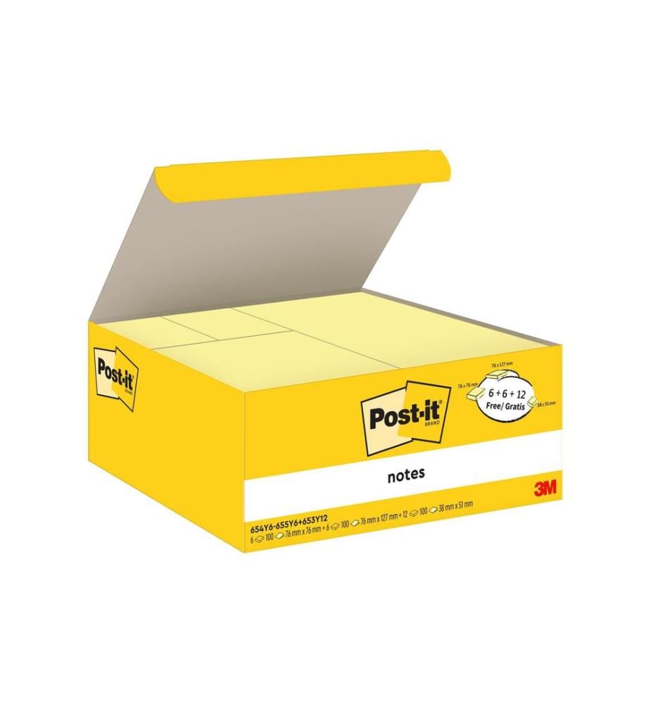 POST-IT - Notizzettel PEFC Vorteilspaket Gelb, 24 Blöcke