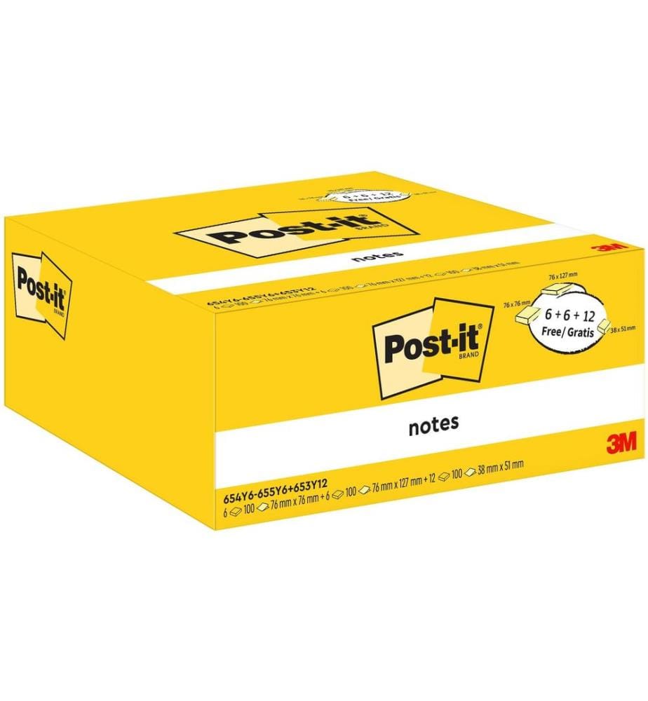POST-IT - Notizzettel PEFC Vorteilspaket Gelb, 24 Blöcke