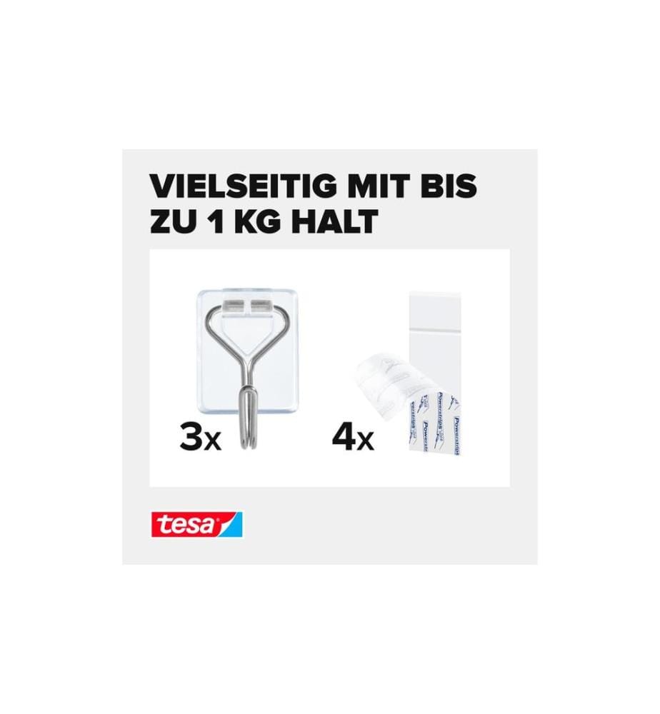 TESA - Klebehaken Powerstrips Haken Small Transparent, 0.5 kg