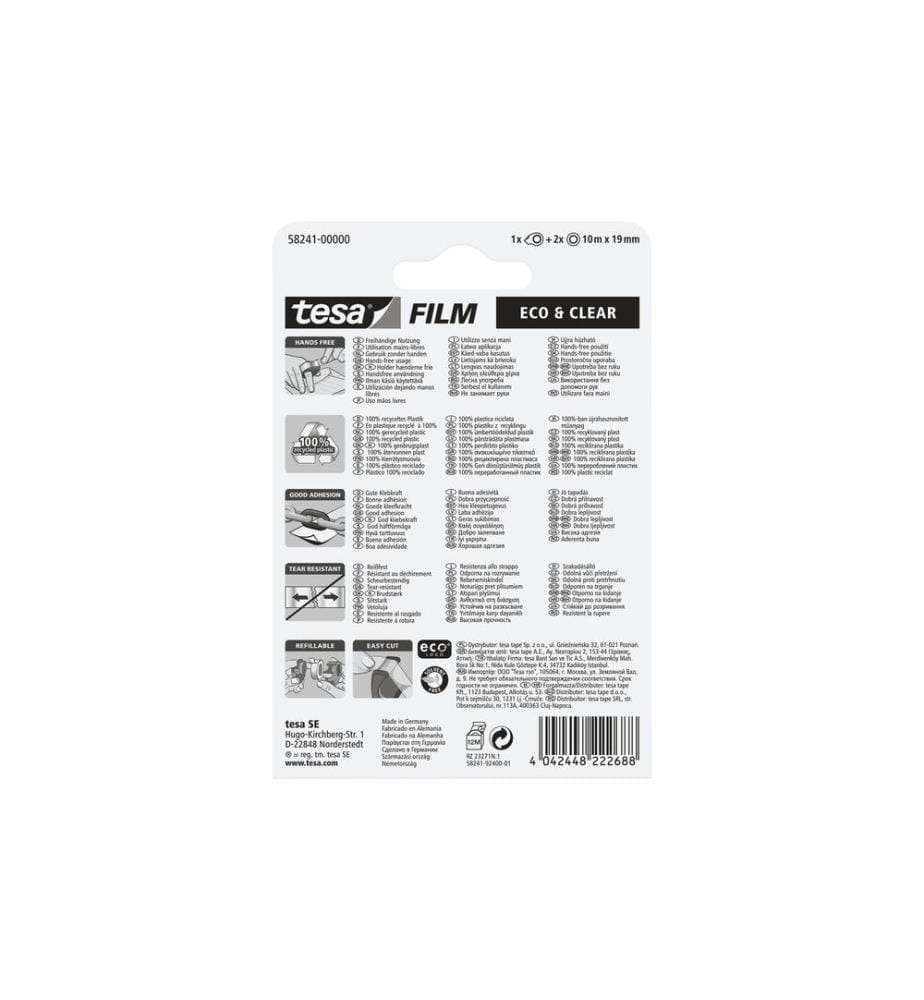 TESA - Abroller Eco & Clear Mini 19 mm x 10 m, Grün/Transparent