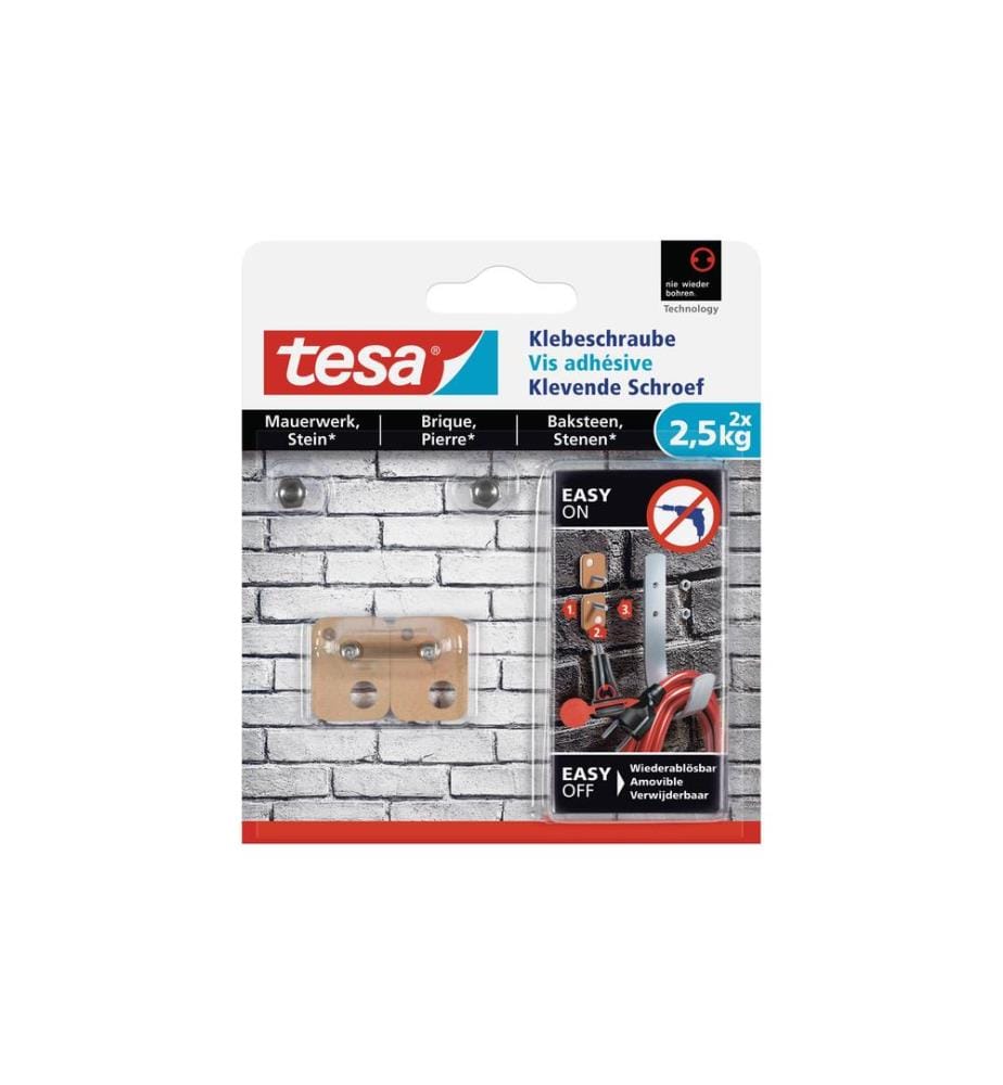 TESA - Vis adhésive 2.5 kg pour murs + pierre, rectangulaire
