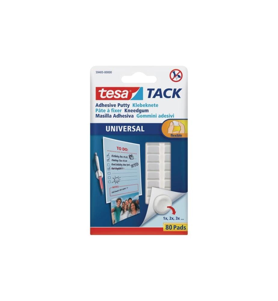 TESA - Pâte modelable fixante TACK Universal 80 Pièce/s, Blanc