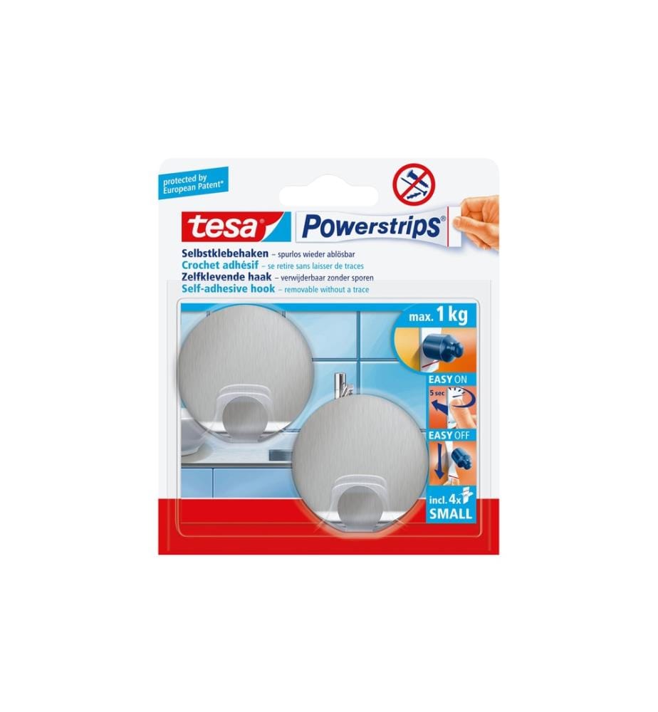 TESA - Crochet Powerstrips SMALL Métal rond, 1 kg