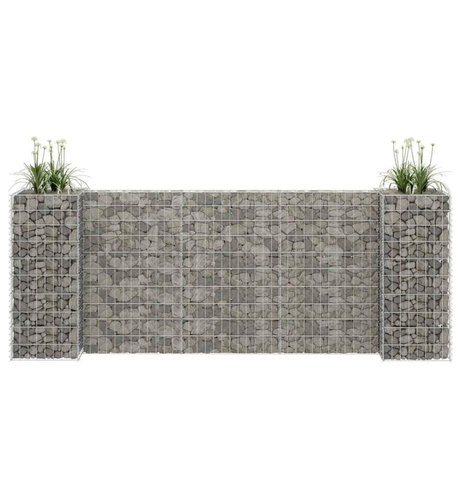 Jardinière à gabion en H Fil d'acier 260x40x100 cm