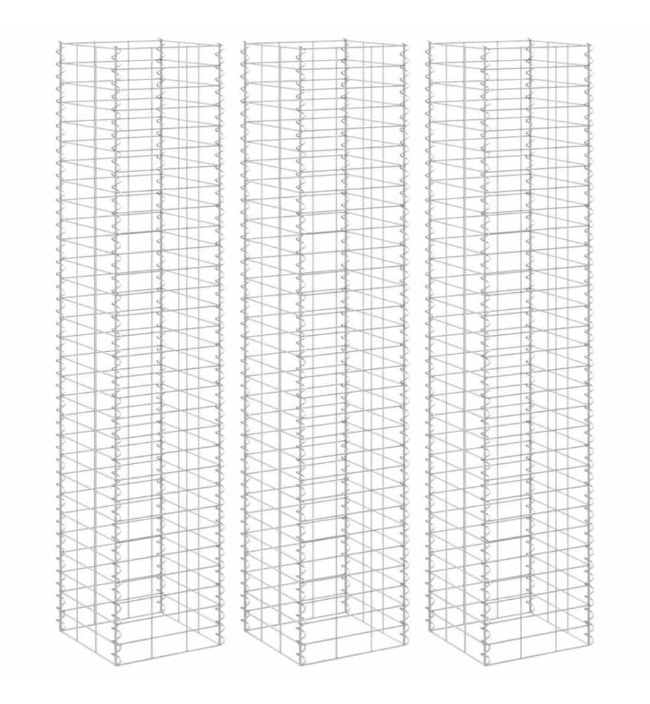 Gabionen-Hochbeete 3 Stk. 30x30x150 cm Eisen