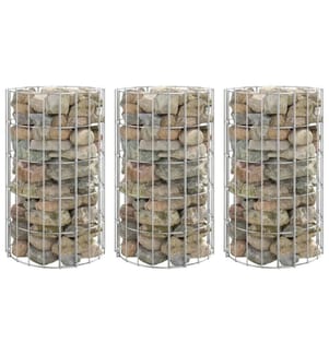 Lit surélevé à gabion circulaire 3 pcs Acier galvanisé Ø30x50cm
