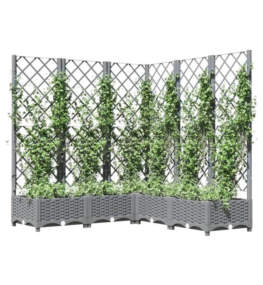 Jardinière avec treillis Gris clair 120x120x121,5 cm PP