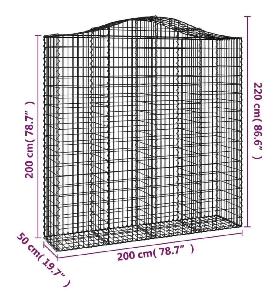Panier de gabions arqué 200x50x200/220 cm Fer galvanisé