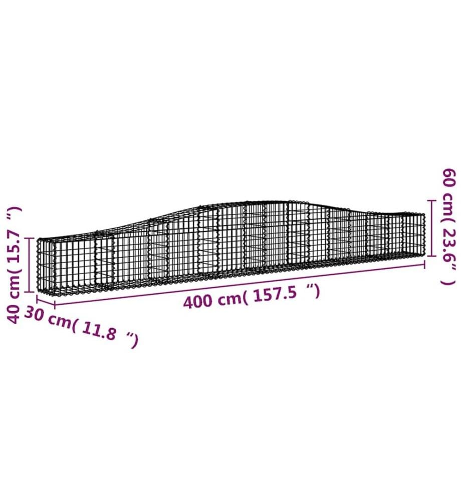 Panier de gabions arqué 400x30x40/60 cm Fer galvanisé