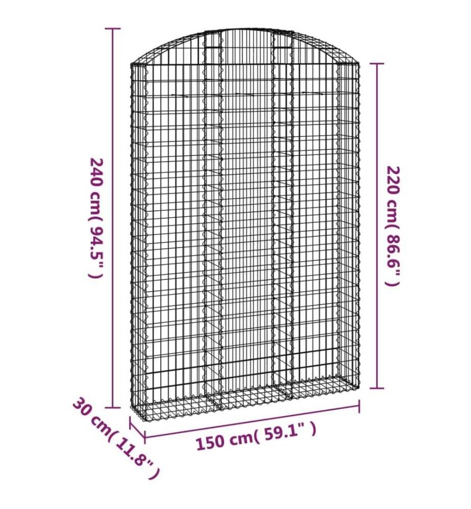 Panier de gabions arqué 150x30x220/240 cm Fer galvanisé