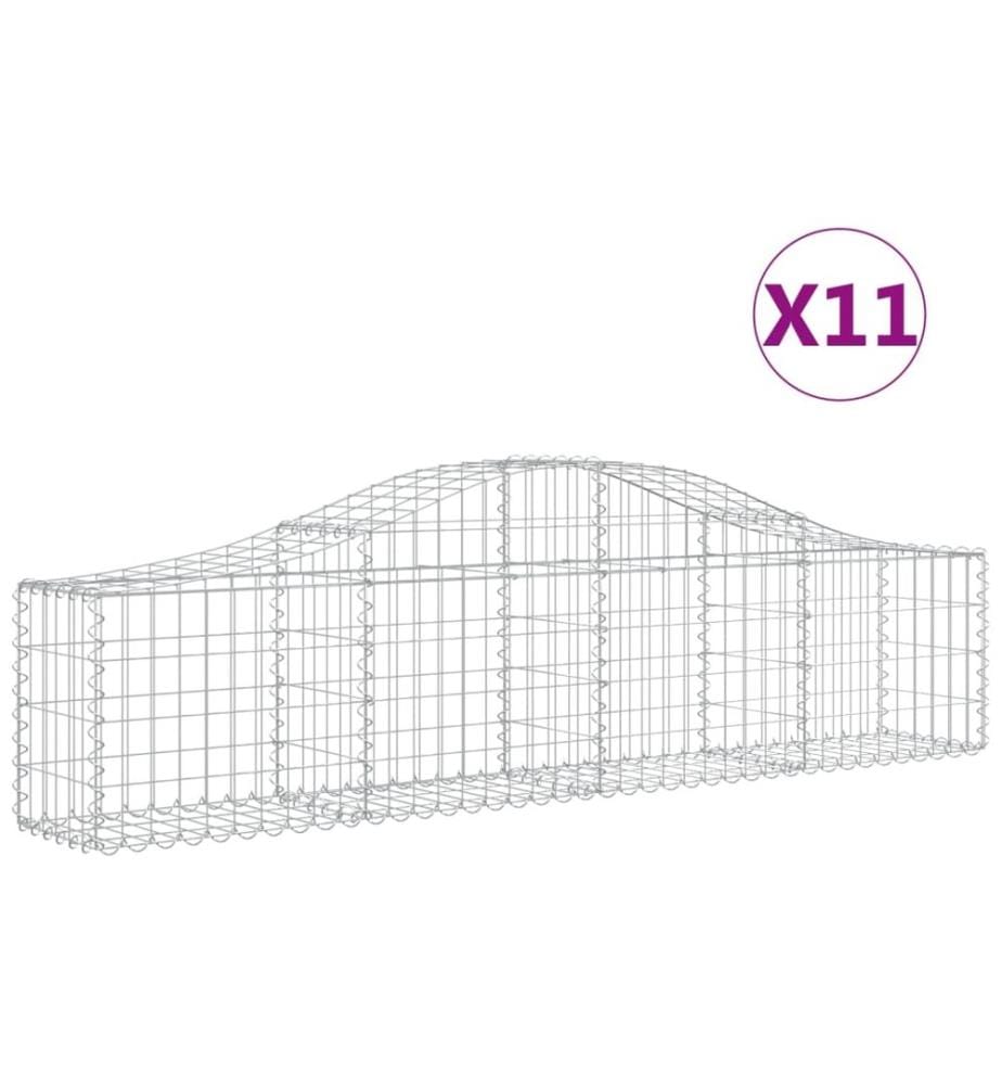 Paniers à gabions arqués 11 pcs 200x30x40/60 cm Fer galvanisé