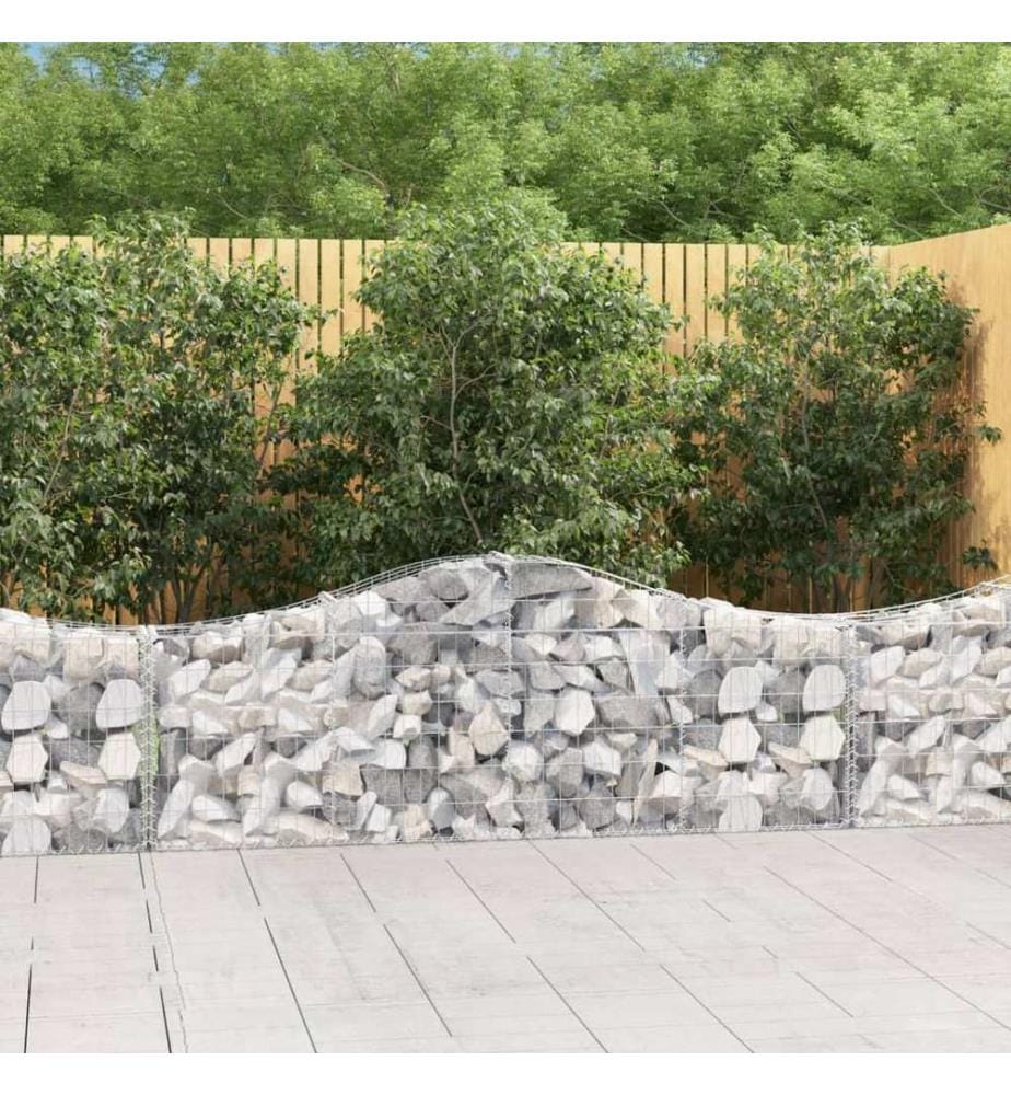 Paniers à gabions arqués 5 pcs 200x30x60/80 cm Fer galvanisé