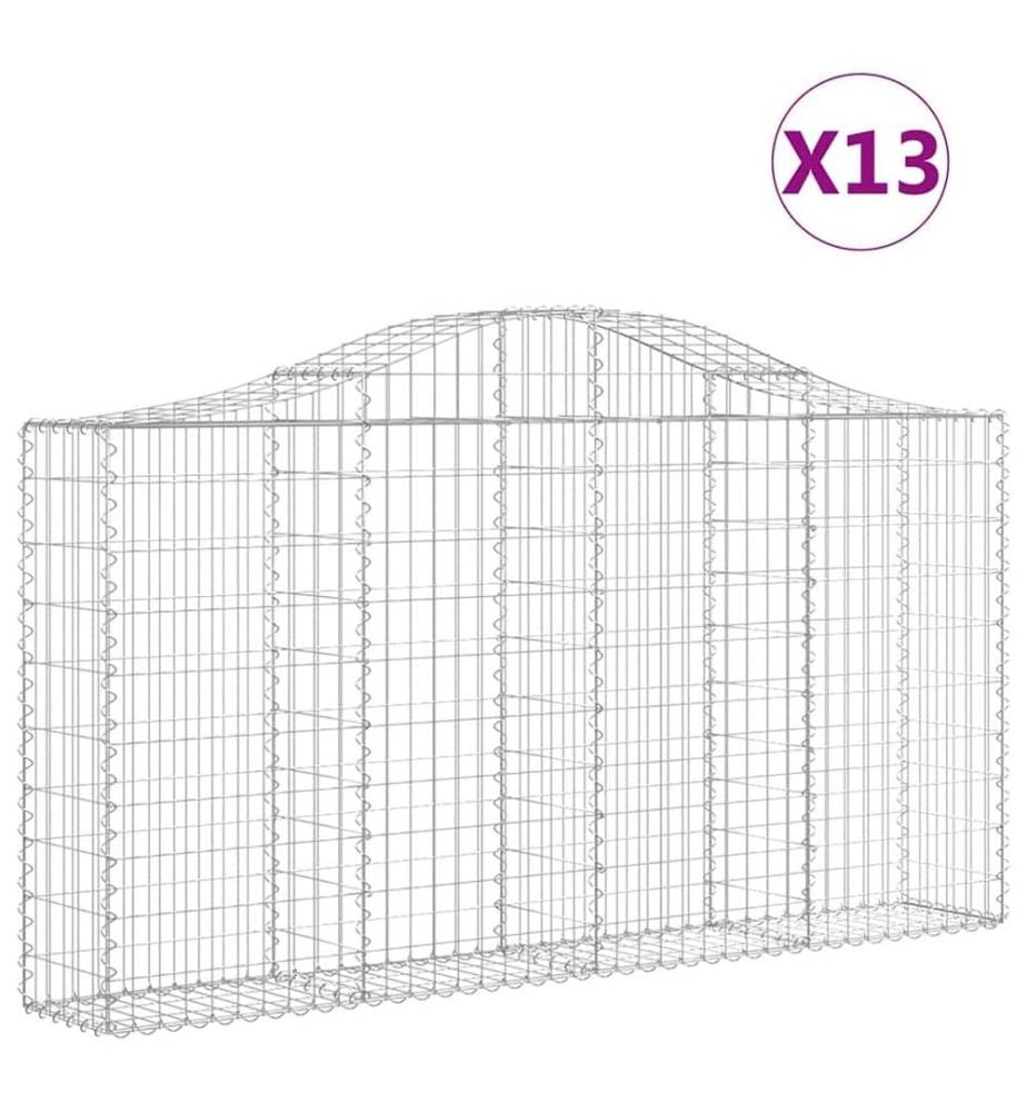 Paniers à gabions arqués 13 pcs 200x30x100/120 cm Fer galvanisé