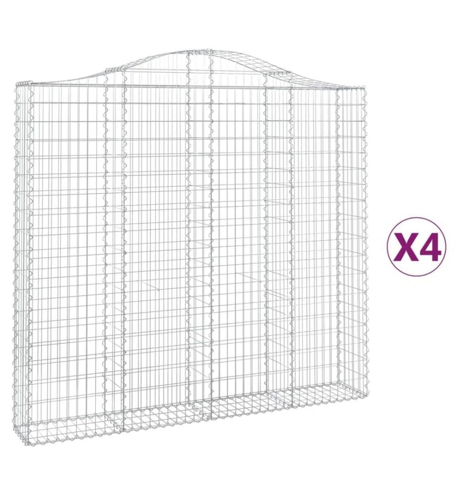 Paniers à gabions arqués 4 pcs 200x30x180/200 cm Fer galvanisé