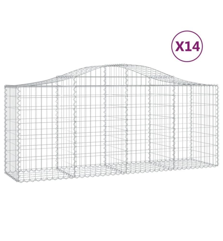 Paniers à gabions arqués 14 pcs 200x50x80/100 cm Fer galvanisé