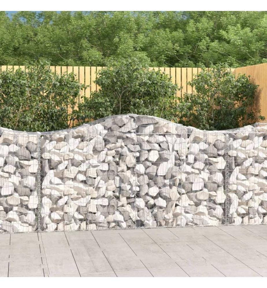 Paniers à gabions arqués 3 pcs 200x50x100/120 cm fer galvanisé