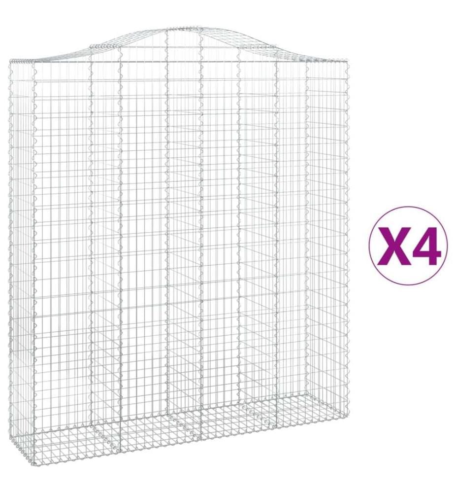 Paniers à gabions arqués 4 pcs 200x50x220/240 cm Fer galvanisé