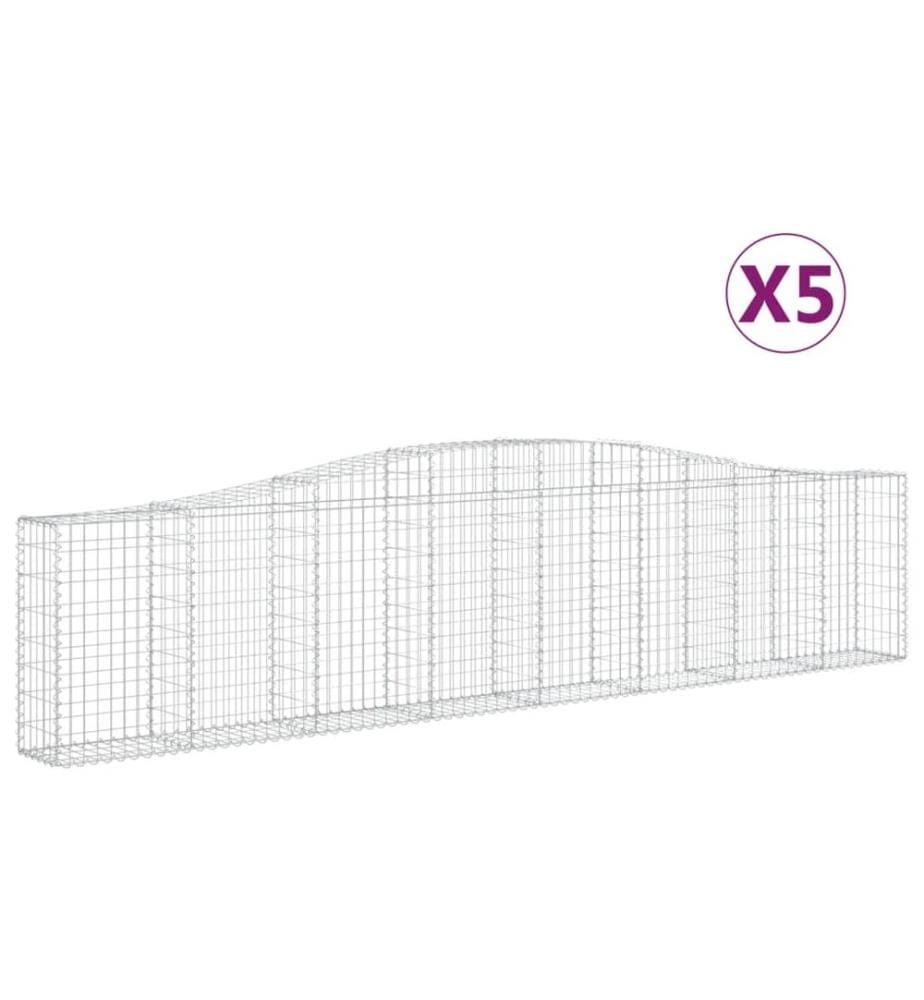 Paniers à gabions arqués 5 pcs 400x30x80/100 cm Fer galvanisé