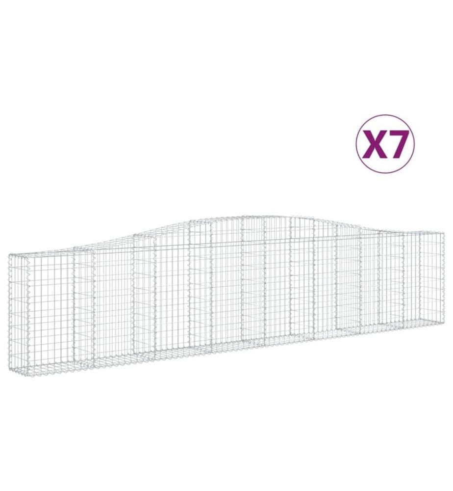 Paniers à gabions arqués 7 pcs 400x30x80/100 cm Fer galvanisé