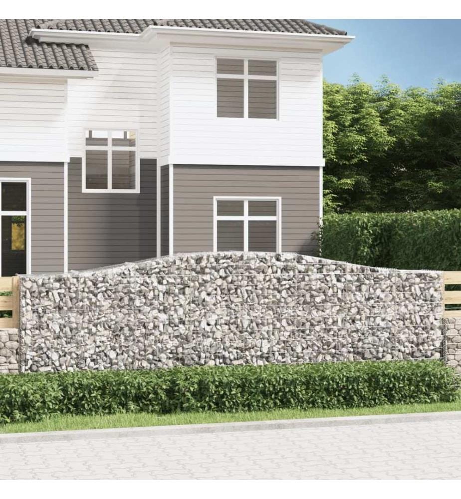 Paniers à gabions arqués 4 pcs 400x50x120/140 cm Fer galvanisé