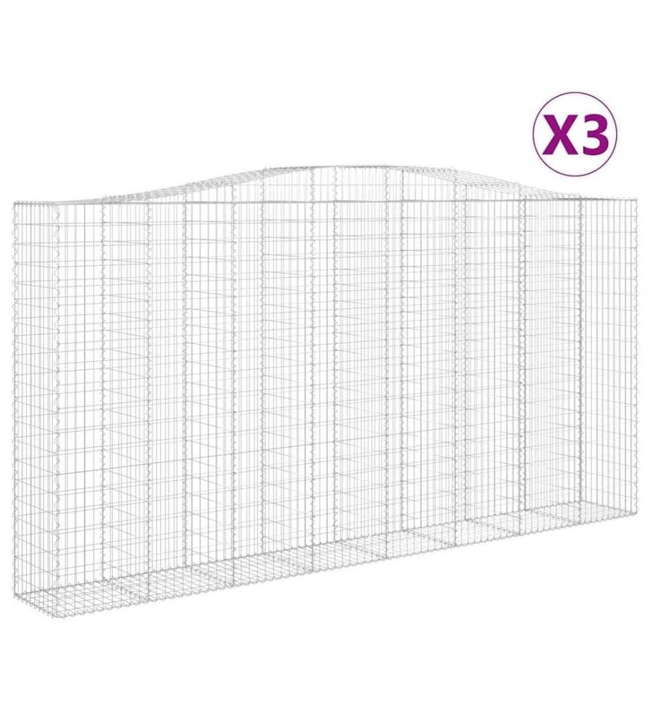 Paniers à gabions arqués 3 pcs 400x50x200/220 cm Fer galvanisé
