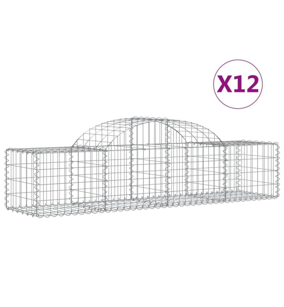 Paniers à gabions arqués 12 pcs 200x50x40/60 cm fer galvanisé